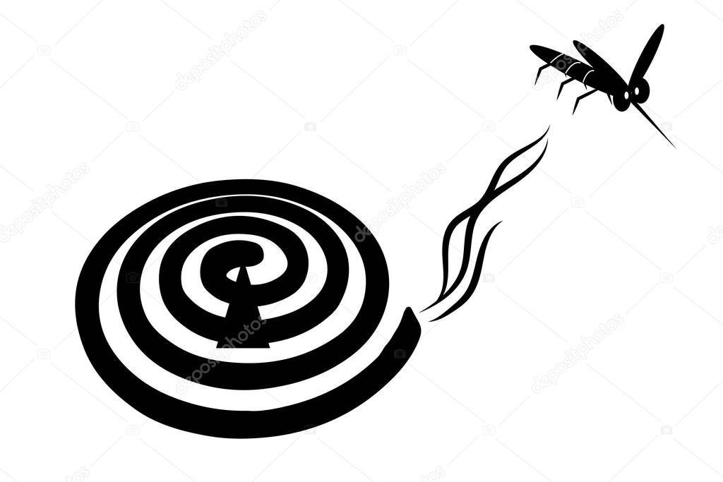 Mosquito is Fly away smoke from coil Mosquito repellent in concept idea design by vector.