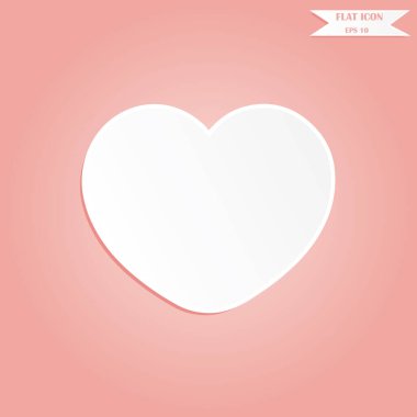 Tasarımlı beyaz kağıt kesimi olan kalp ikonu, pembe arka planda Epps 10 düz stilinde mutlu sevgililer gününde aşk sembolüdür.