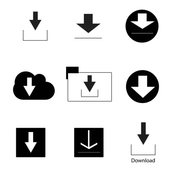 Icono Descarga Silueta Sobre Fondo Blanco — Vector de stock