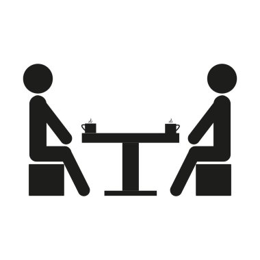 Sohbet eden ve kahve içen insanların silueti.