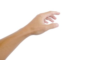 İnsanın eli beyaz arka planda jest yapıyor.