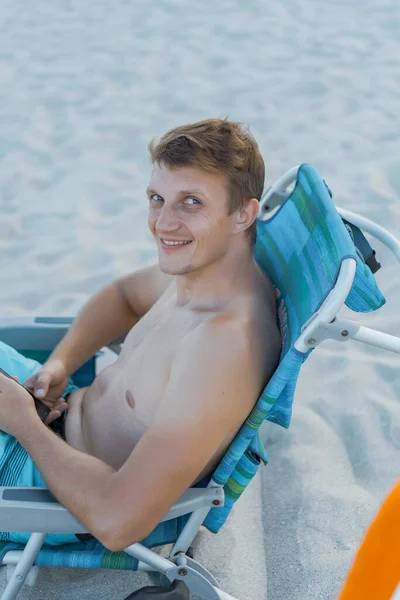 Young Man Beach Miami Vacation Miami — Stockfoto