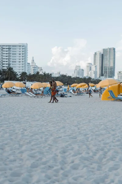 Miami Strand Solnedgang Tid Stranden - Stock-foto