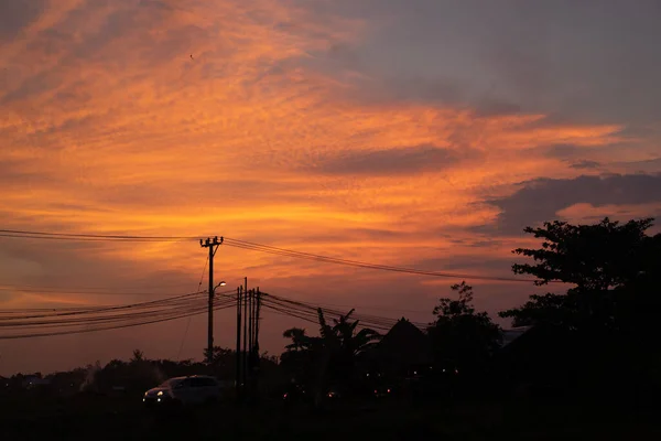 Schöner Heller Sonnenuntergang Auf Der Insel Bali Farbenfroher Himmel — Stockfoto