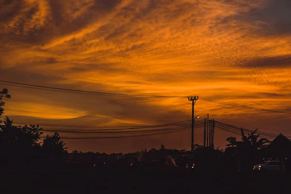 Magnifique Coucher Soleil Lumineux Sur Île Bali Ciel Coloré — Photo