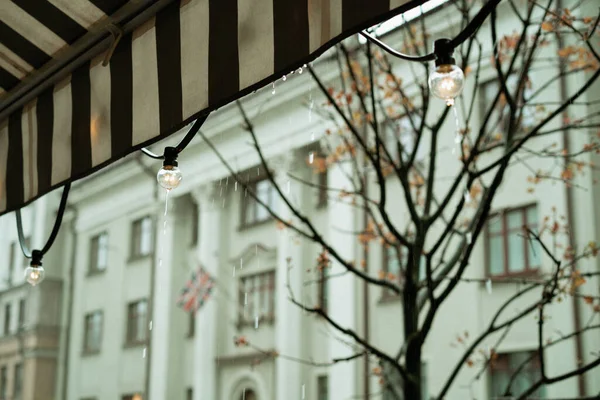 outdoor terrace rain drops