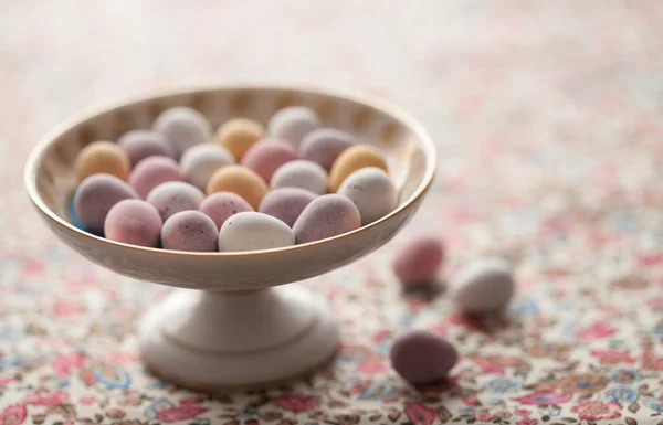 Chocolate mini eggs in a bowl