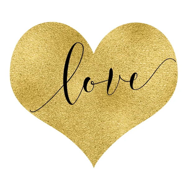 Gold foil effect heart on white background — Stock Photo, Image