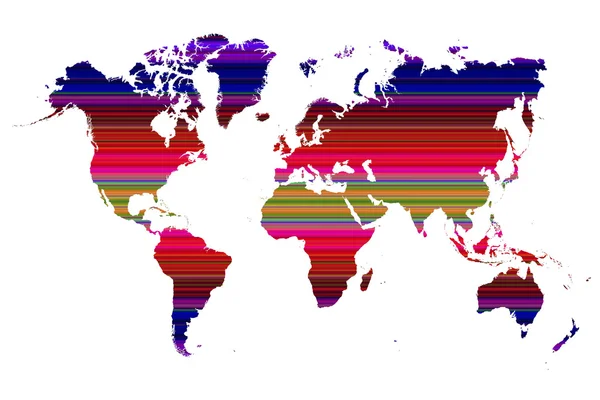 Карта мира с красочными полосами — стоковое фото