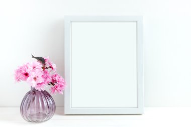 Pembe çiçeği mockup stok fotoğraf haberi
