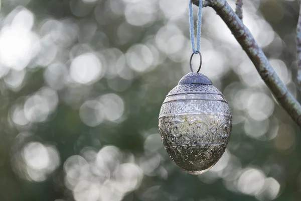 Christmas bauble hanging outside