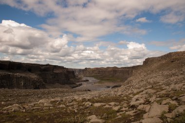 Dettifoss bulutlar ile
