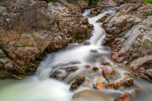 Long Exposure Clear Rushing Waters Acadian Forest Flows Crevasse Canadian — Stock Photo, Image