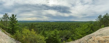 Panoramik, Kanada, Ontario 'daki Algonquin Park' taki bir uçuruma bak.