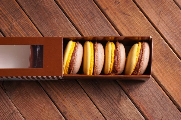 Macaroons cakes in box