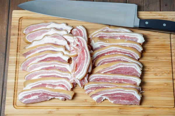 Raw Bacon, smoked pork belly — Stock Photo, Image