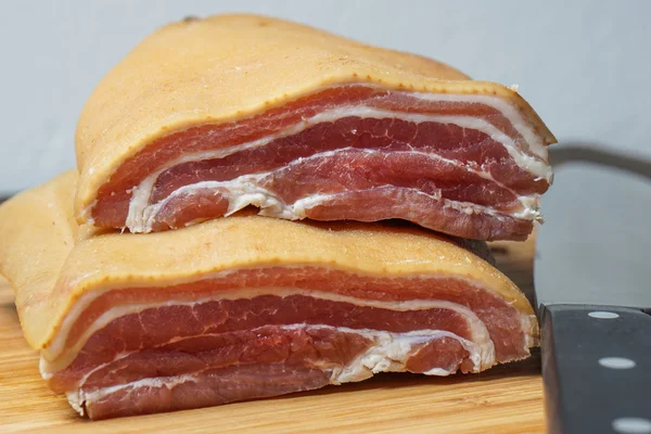 Raw Bacon, smoked pork belly — Stock Photo, Image