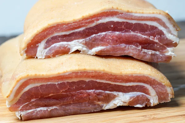 Raw Bacon, smoked pork belly — Stock Photo, Image