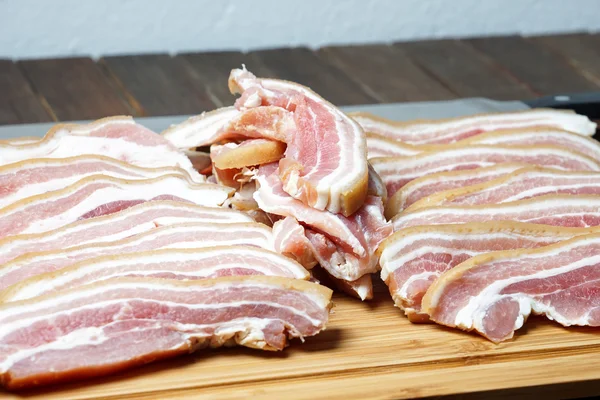 Raw Bacon, smoked pork belly — Stock Photo, Image