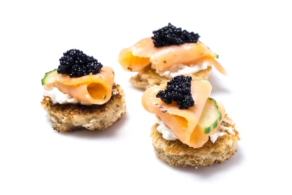 Canapés de salmón ahumado — Foto de Stock