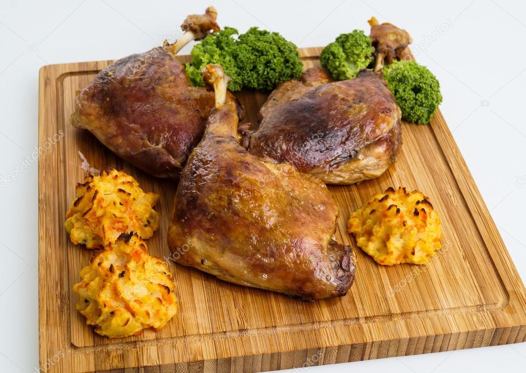 Roasted crispy duck leg