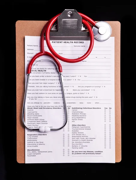 Cartas médicas y estetoscopio — Foto de Stock