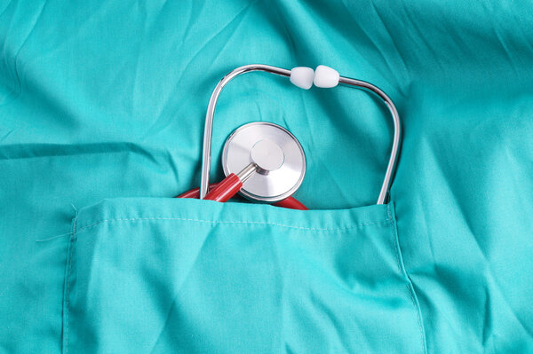 Surgeon with stethoscope in pocket