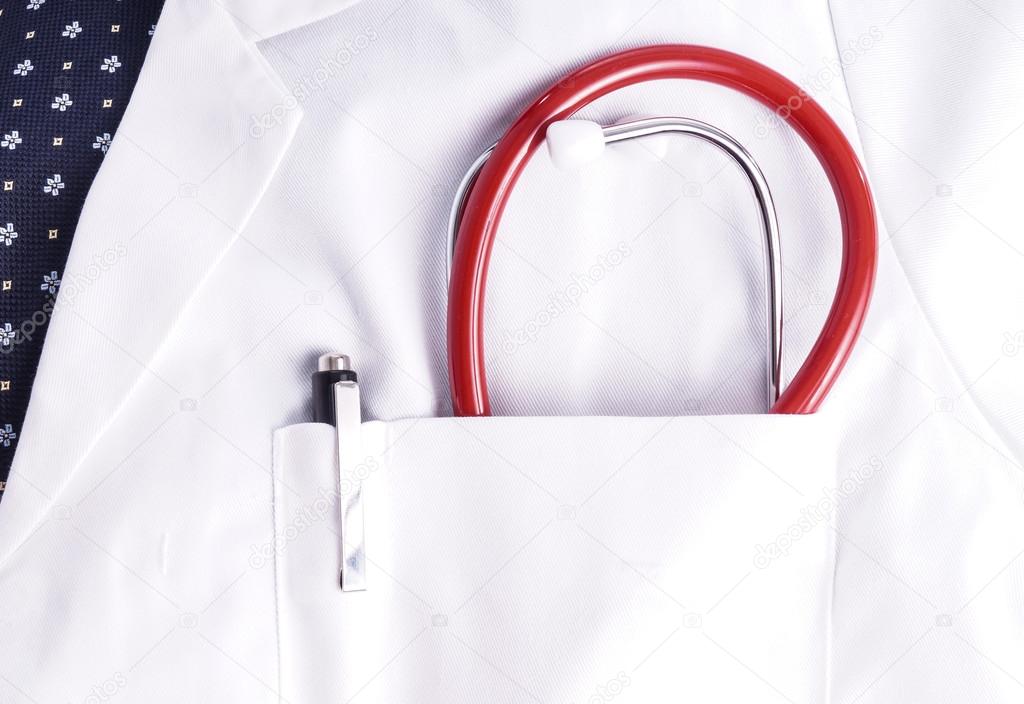 Doctor with stethoscope in pocket