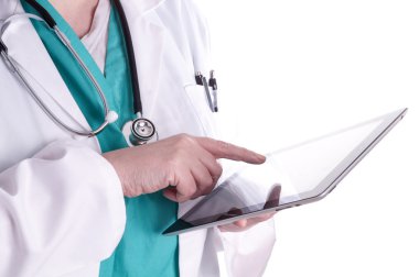 Female Doctor using a Digital Tablet clipart