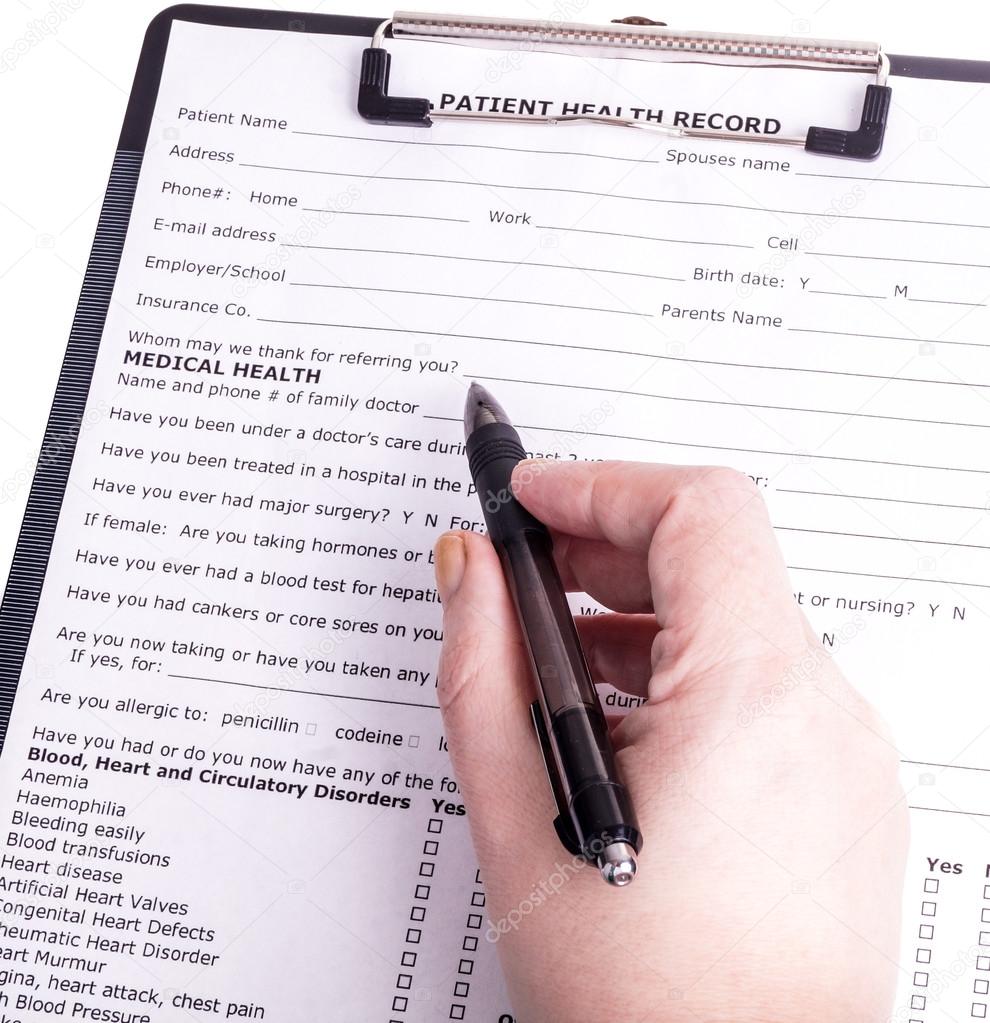 Health care person ready to write patient information