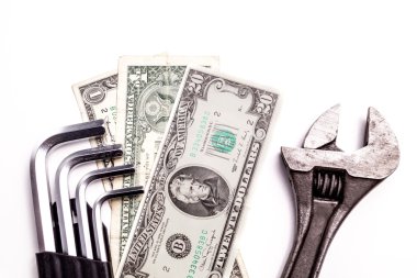Work tools lying with Money clipart