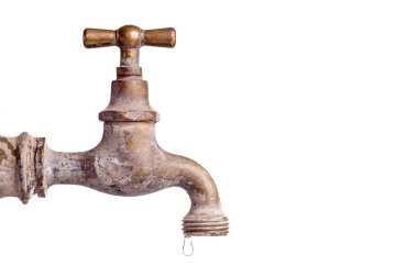 Old and used Vintage faucet with water drop clipart