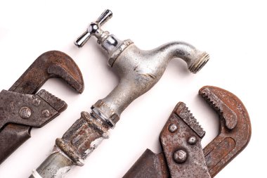 Working tools, plumbing, pipes and faucets clipart
