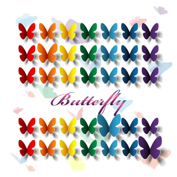 Tarjeta de felicitación con mariposas de papel — Vector de stock