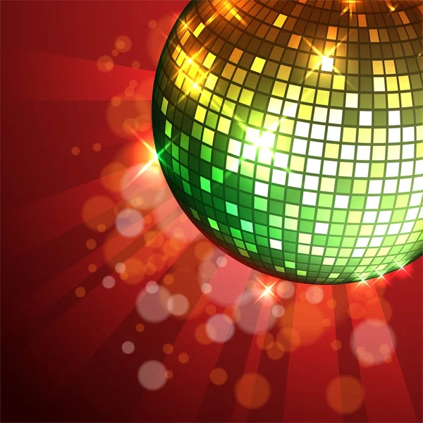 Bola de discoteca no fundo vermelho — Vetor de Stock