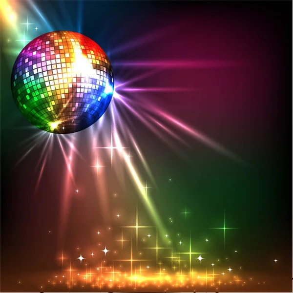 Mousserende disco bal. Partij van de nacht — Stockvector
