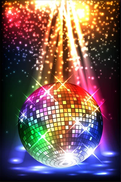 Sparkling disco ball. Night party — Stock Vector