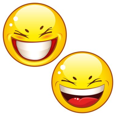 Smiling, positive yellow smileys icons clipart
