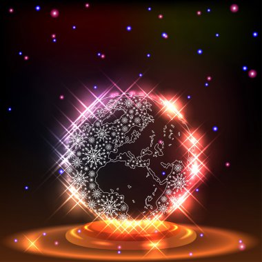 Dünya ve parlak renkli havai fişek