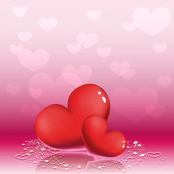 Glänzende Herzen erhellen den Valentinstag — Stockvektor