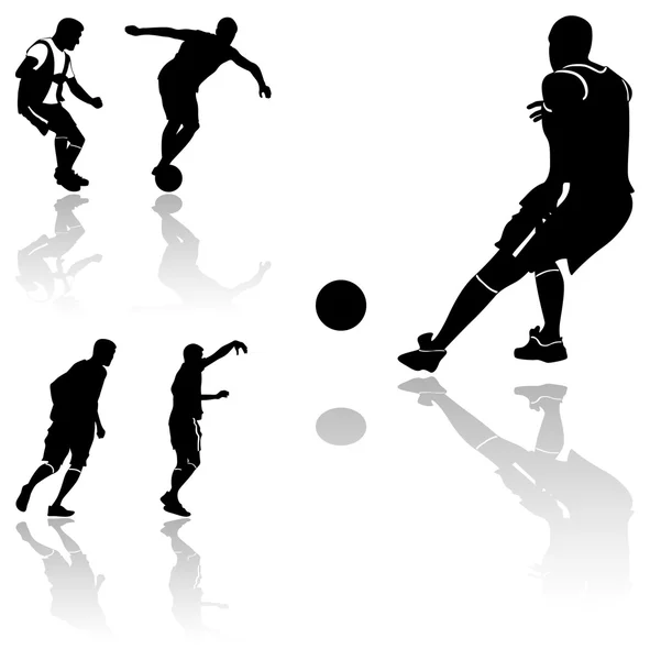 High quality detailed soccer football player silhouette — Stock Vector