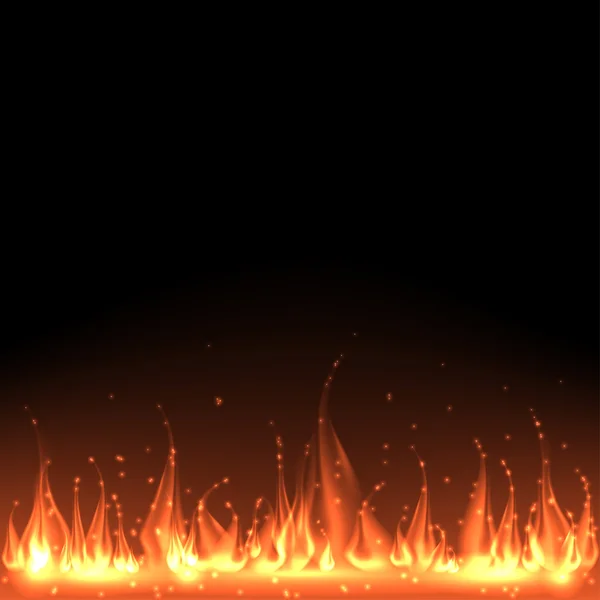 Chama de fogo ardente no fundo preto —  Vetores de Stock