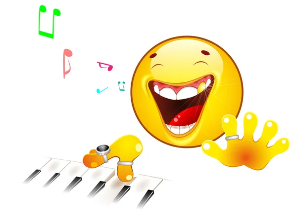 Emoticon tocando piano — Vetor de Stock