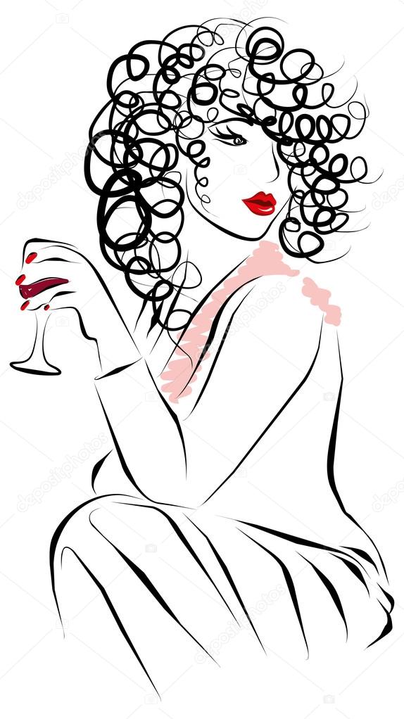 Fashion beautiful woman drinking wine