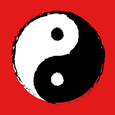 Yin ve Yang kozmik güç sembolü, vektör illüstrasyonu