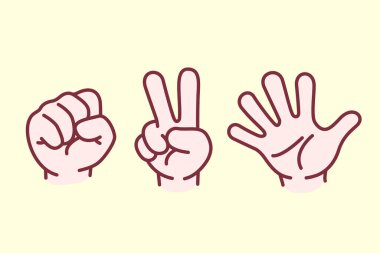 Rock paper scissors hand sign set, vector illustration clipart