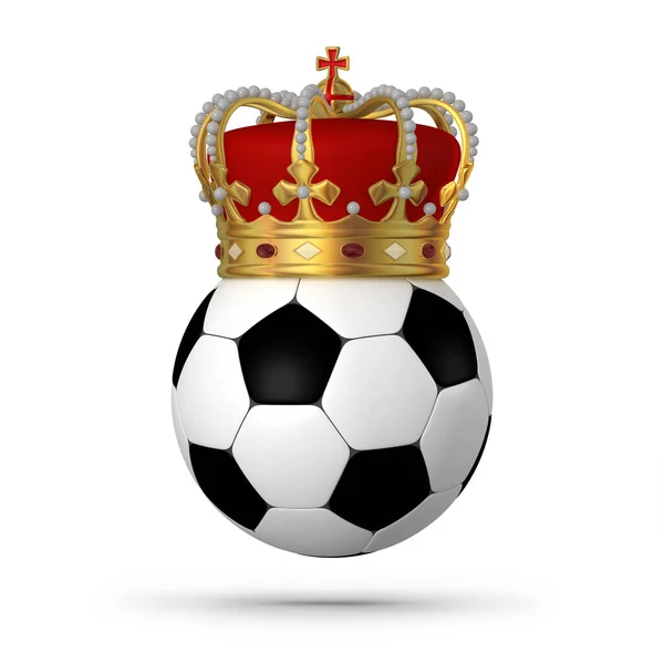 Pelota Fútbol Golden Royal Crown Ilustración Concepto Éxito Fútbol Deportivo — Foto de Stock