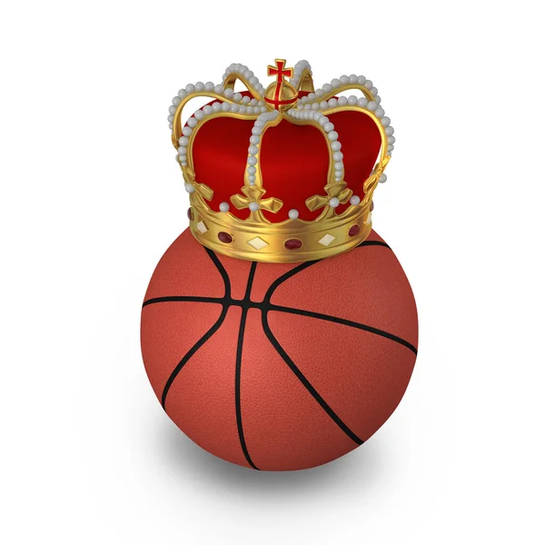 Golden Royal Crown Basketbol Topu Llüstrasyon Basketbol Sporunda Başarı Kavramı — Stok fotoğraf
