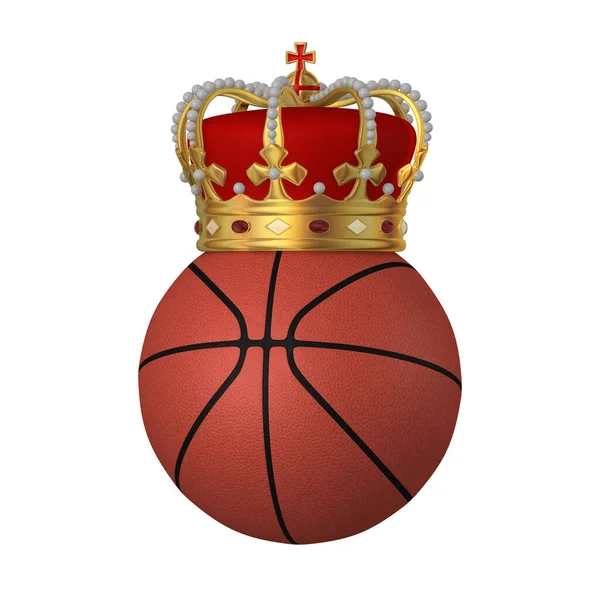 Balón Baloncesto Golden Royal Crown Ilustración Concepto Éxito Deporte Del — Foto de Stock