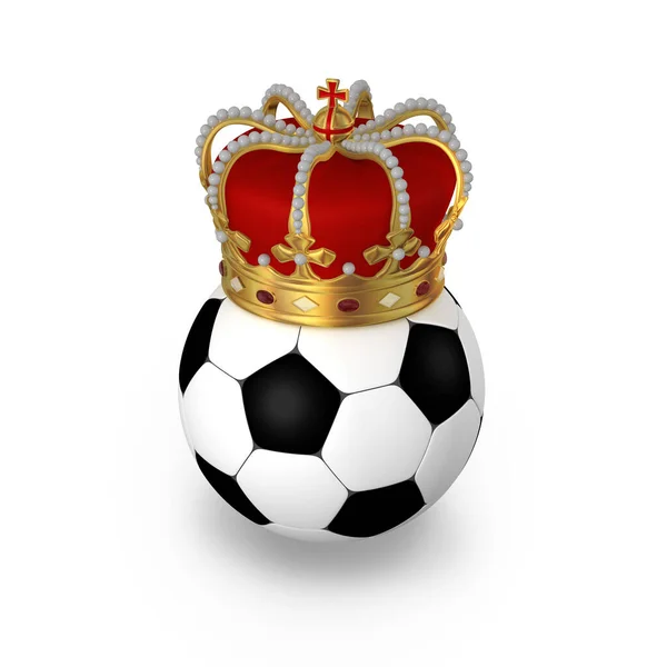 Pelota Fútbol Golden Royal Crown Ilustración Concepto Éxito Fútbol Deportivo — Foto de Stock